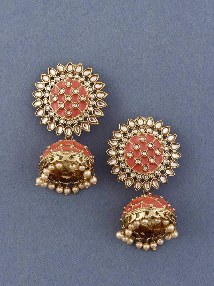 Coral Suraj Jhumkis - Bling Bag