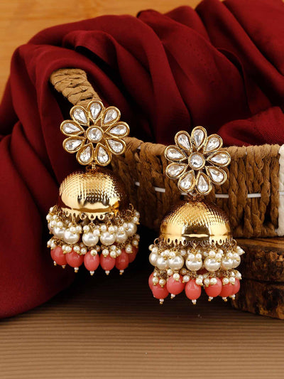 earrings - Bling Bag Coral Akashita Jhumki Earrings