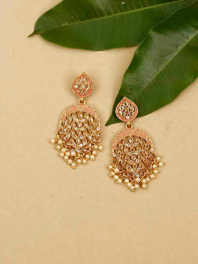 earrings - Bling Bag Coral Ishika Dangler Earrings