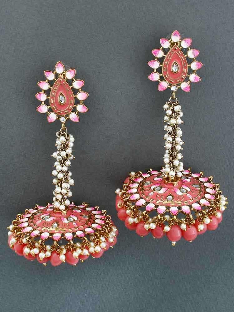 Coral Jacki Jhumkis - Bling Bag
