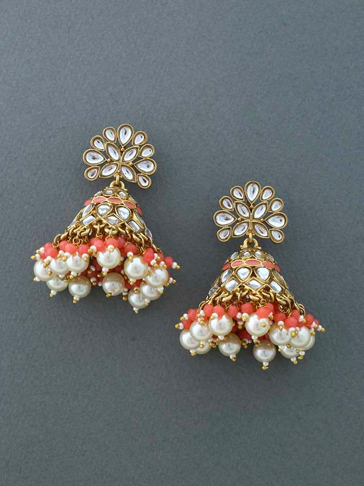 Coral Koyna Jhumkis - Bling Bag