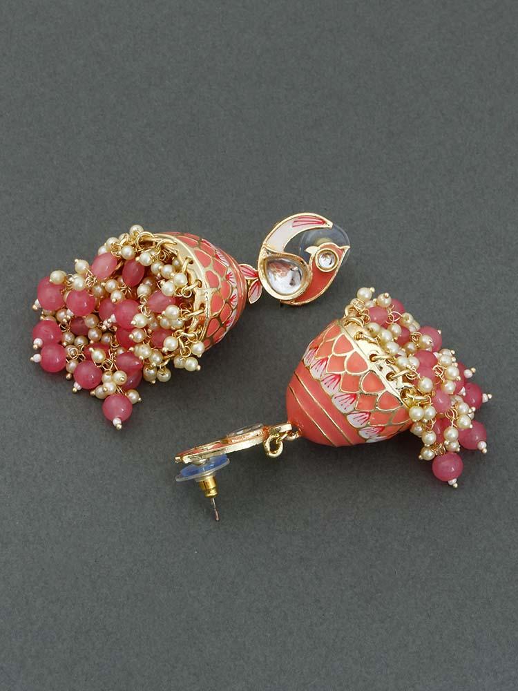 Coral Kuku Jhumkis - Bling Bag