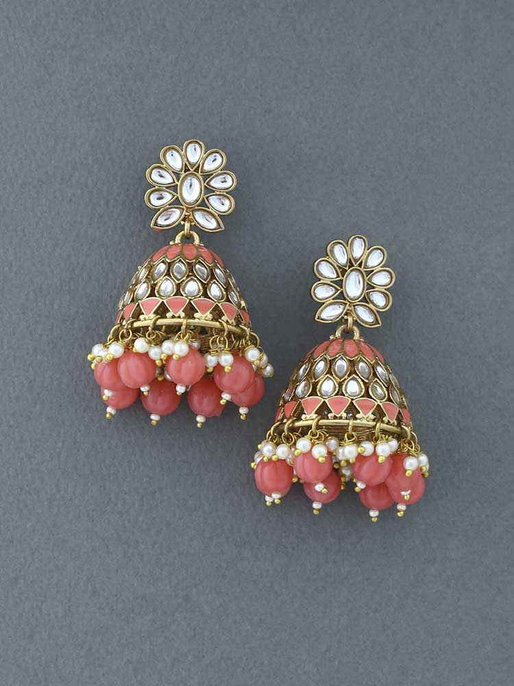 Coral Manjira Jhumkis