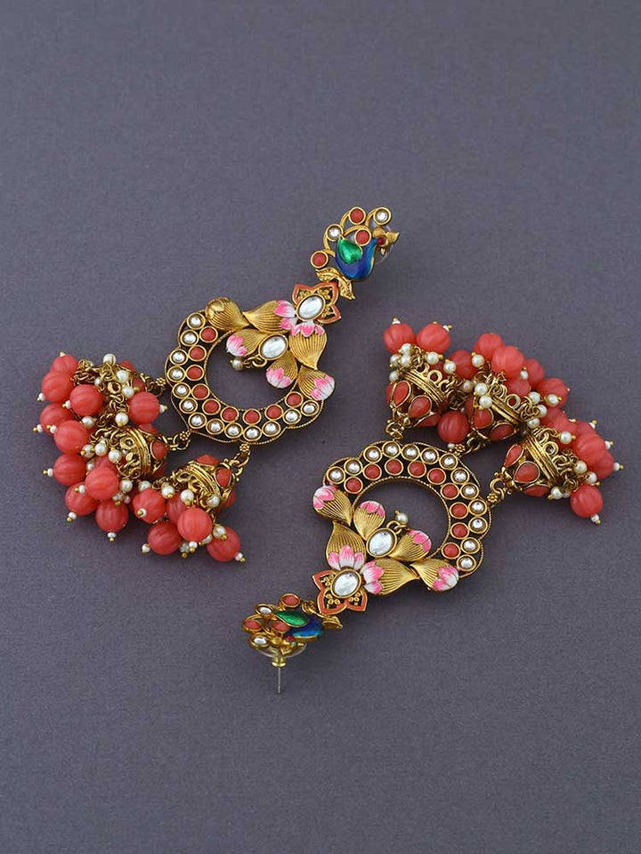 Coral Vrishank Jhumkis