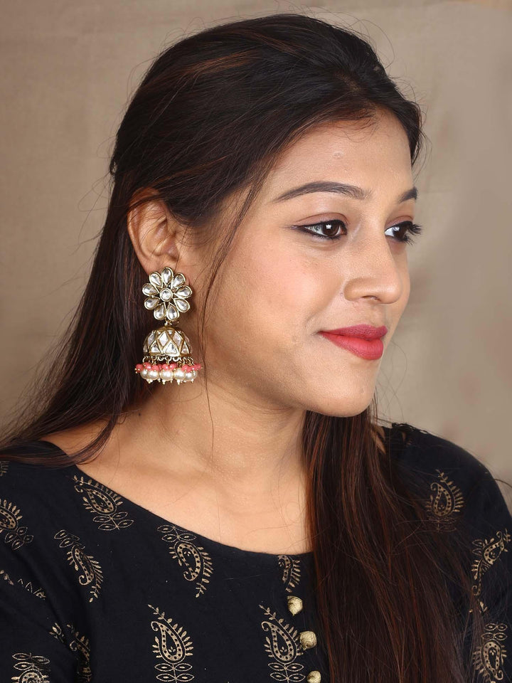 earrings - Bling Bag Coral Jayrani Designer Jhumkis