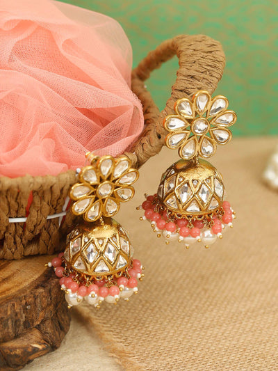 earrings - Bling Bag Coral Jayrani Designer Jhumkis
