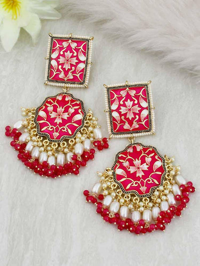 Deep Pink Disha Designer Earrings - Bling Bag