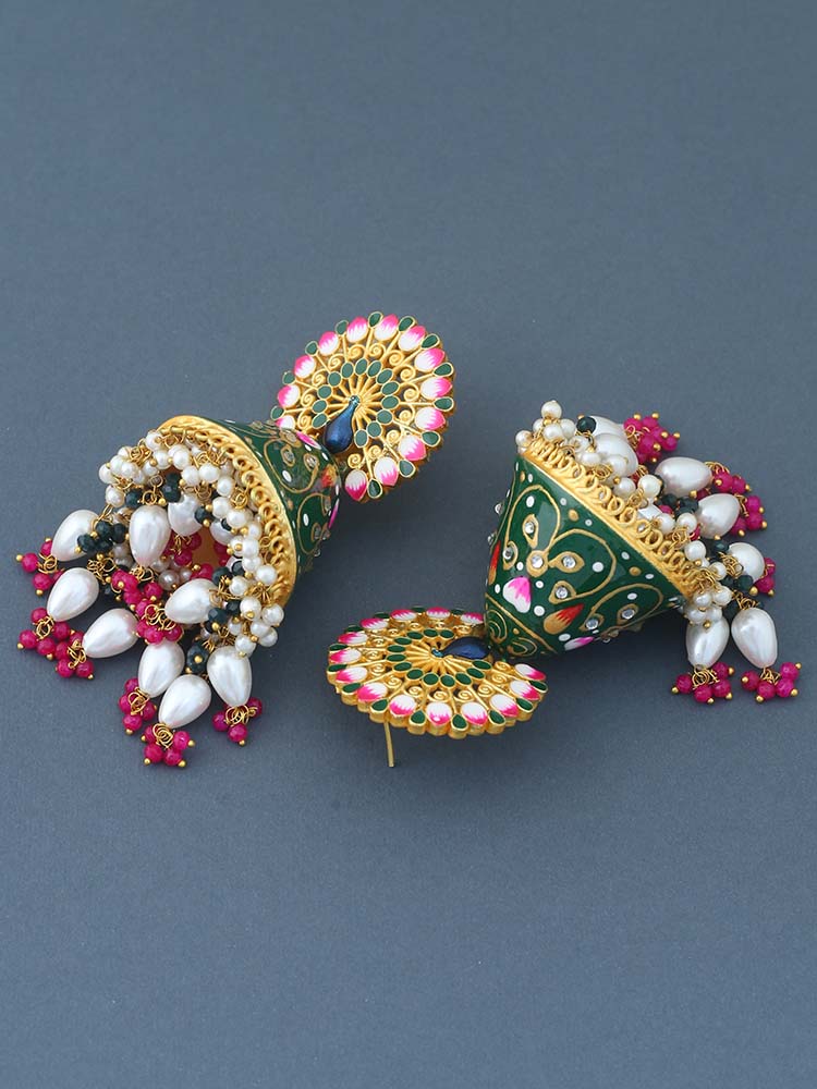 Emerald Mahek Meena Jhumkis