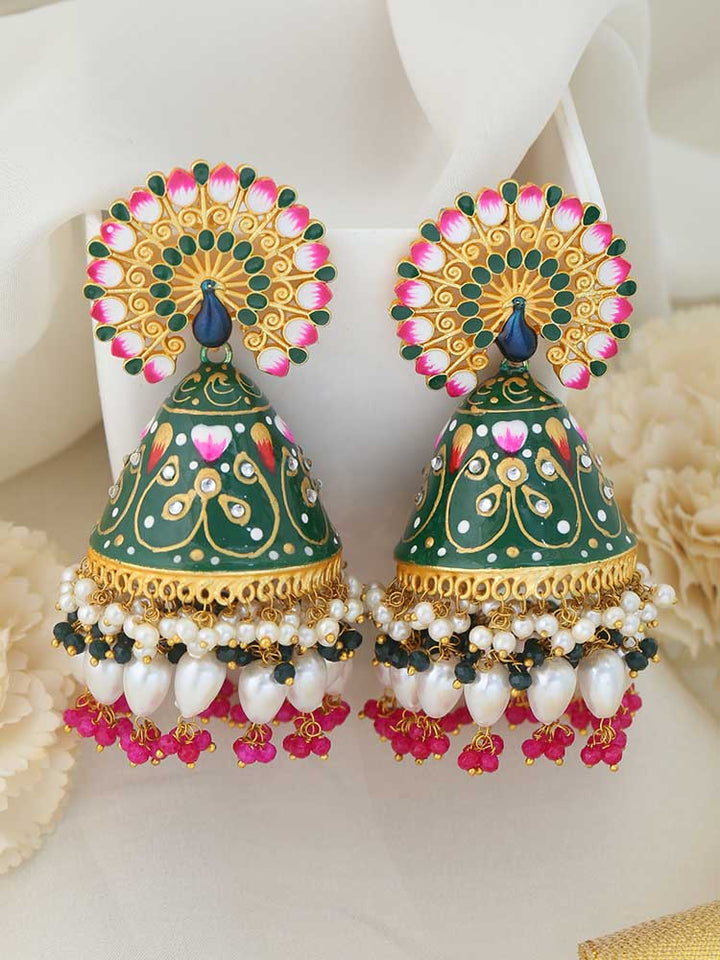 Emerald Mahek Meena Jhumkis