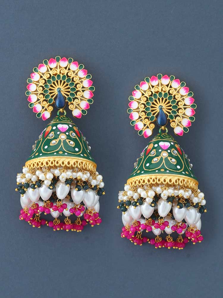 Emerald Mahek Meena Jhumkis