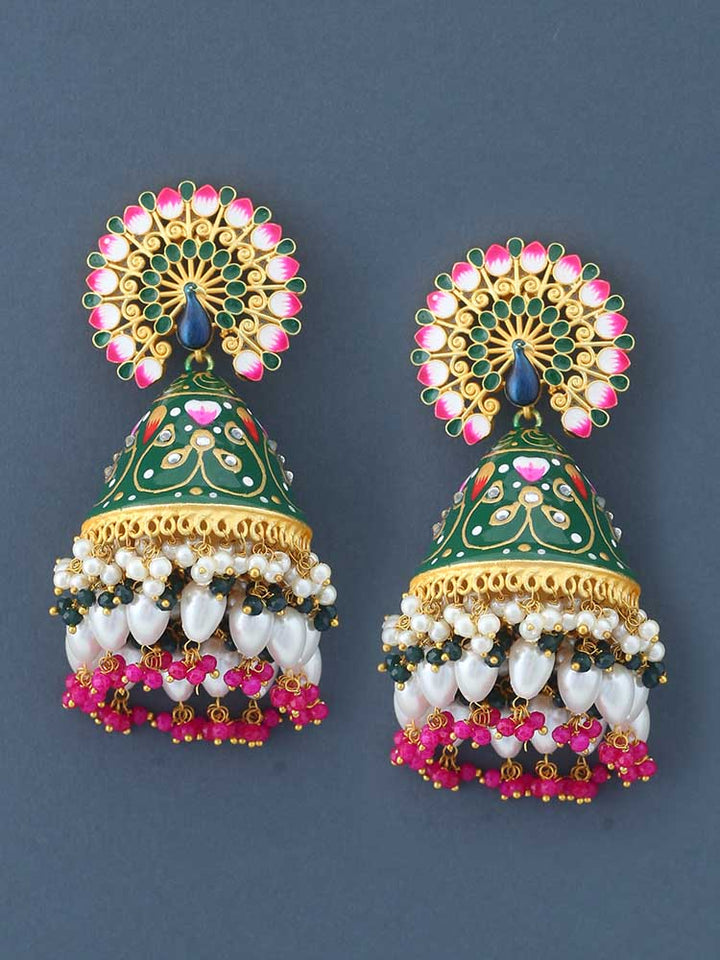 Emerald Mahek Meena Jhumkis