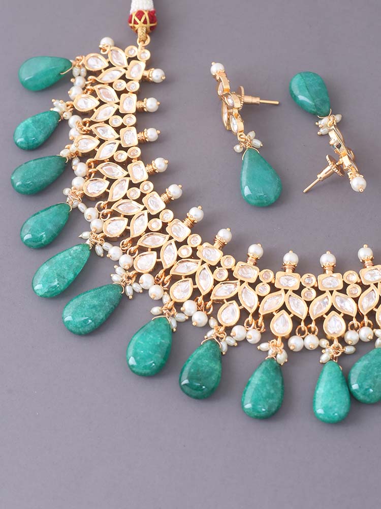 Emerald Aalisha Kundan Jewellery Set