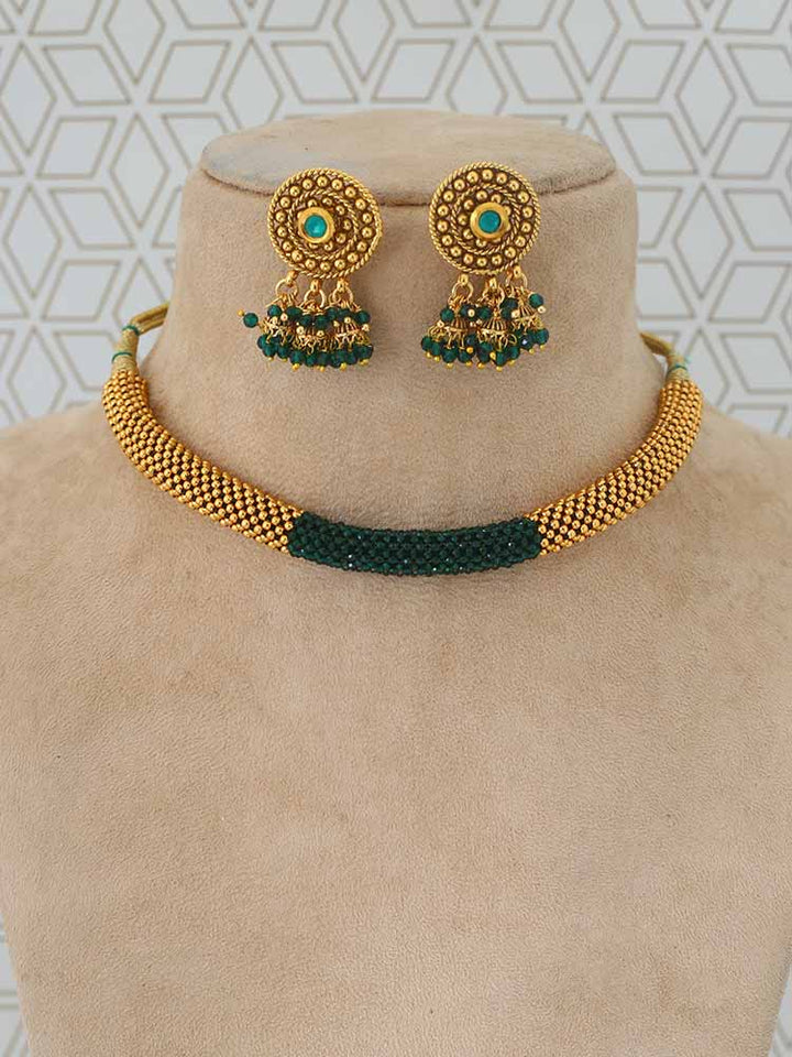 Emerald Ajan Jewellery Set