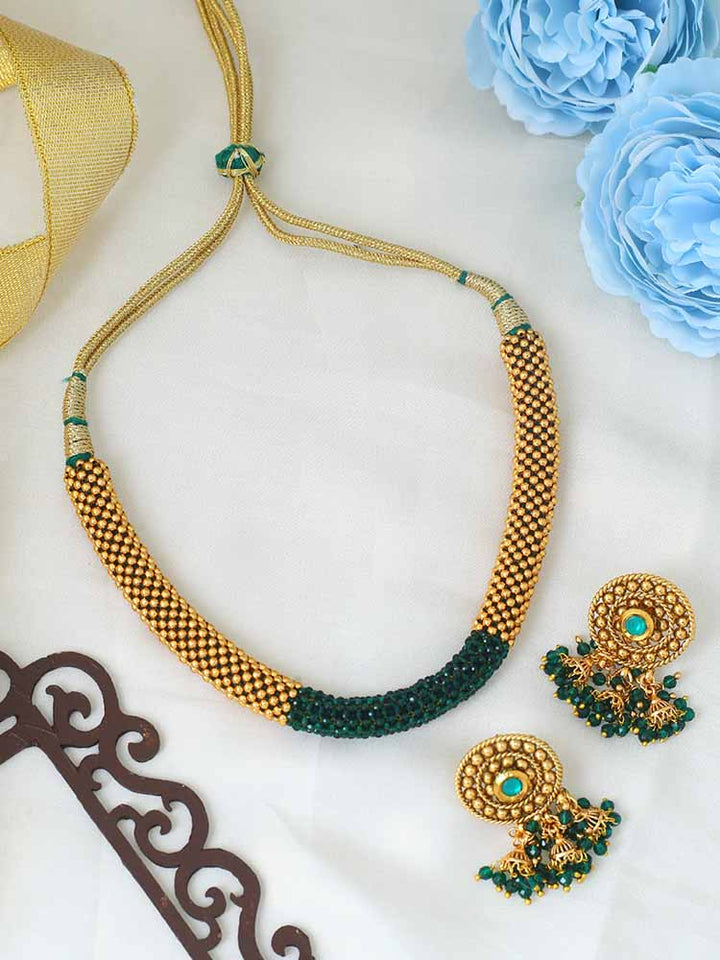 Emerald Ajan Jewellery Set