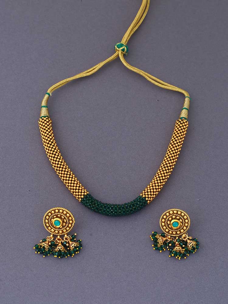 Emerald Ajan Jewellery Set