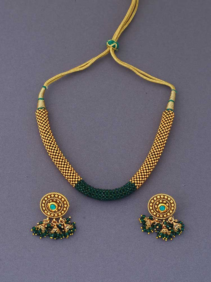 Emerald Ajan Jewellery Set