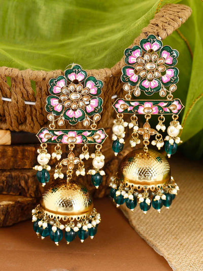 earrings - Bling Bag Emerald Fulwari Jhumki Earrings