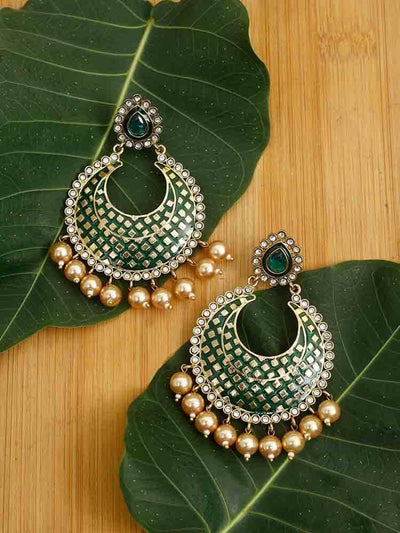 earrings - Bling Bag Emerald Ikroop Chaandbali Earrings
