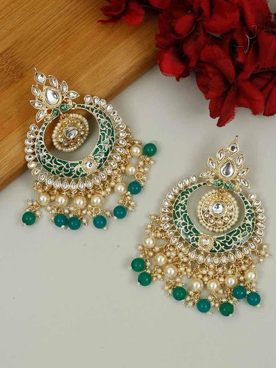 earrings - Bling Bag Emerald Ratan Chaandbali Earringsa