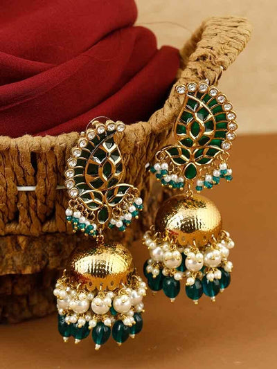 earrings - Bling Bag Emerald Kamesvari Jhumki Earrings