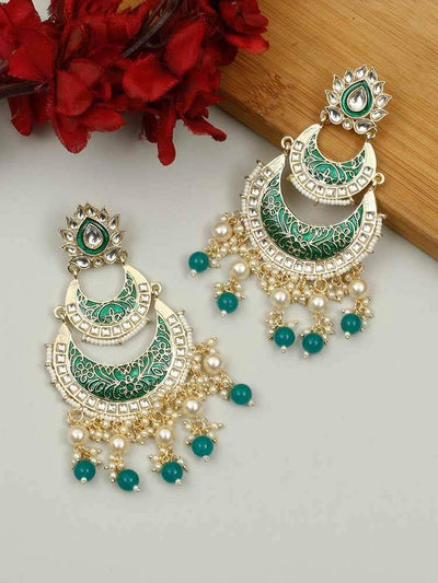 earrings - Bling Bag Emerald Khushal Chaandbali Earrings