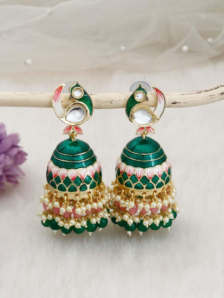 Emerald Kuku Jhumkis - Bling Bag