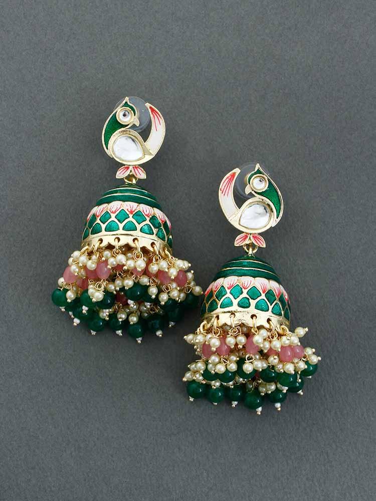 Emerald Kuku Jhumkis - Bling Bag
