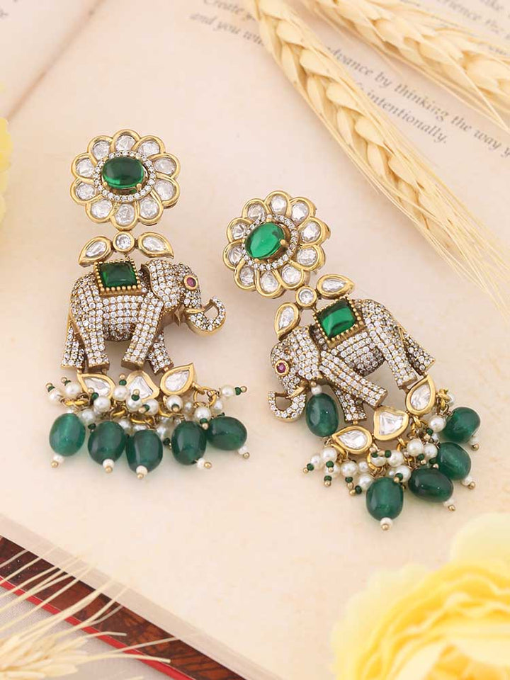 Emerald Nidhi Dangler Earrings