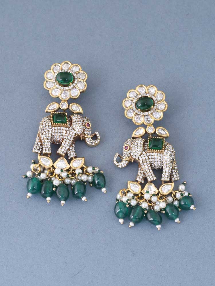 Emerald Nidhi Dangler Earrings