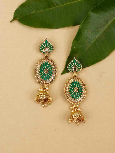 earrings - Bling Bag Emerald Noor Jhumki Earrings