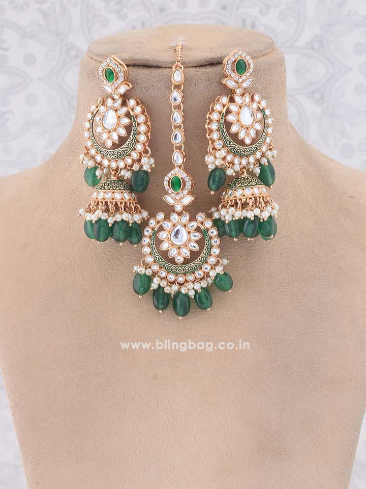 Emerald Rithya Kundan Jewellery Set