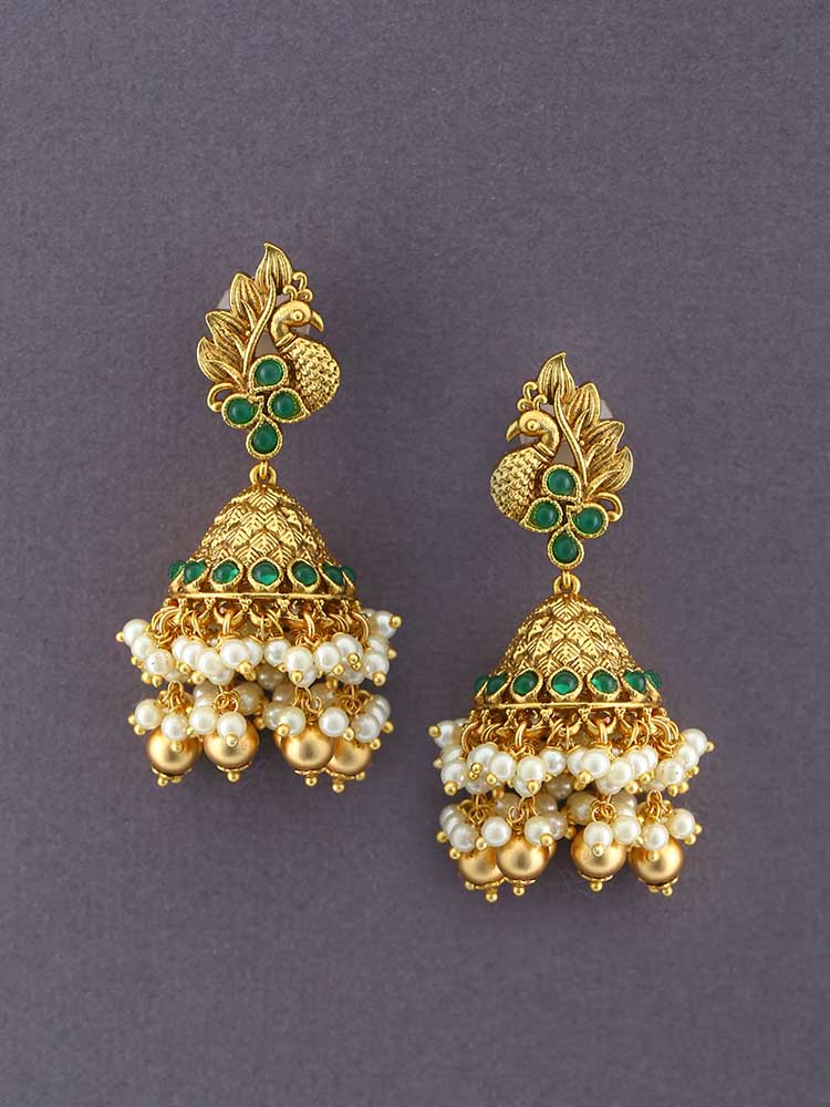 Emerald Shurama Jhumkis