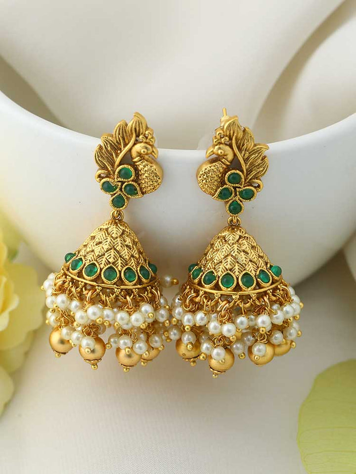 Emerald Shurama Jhumkis