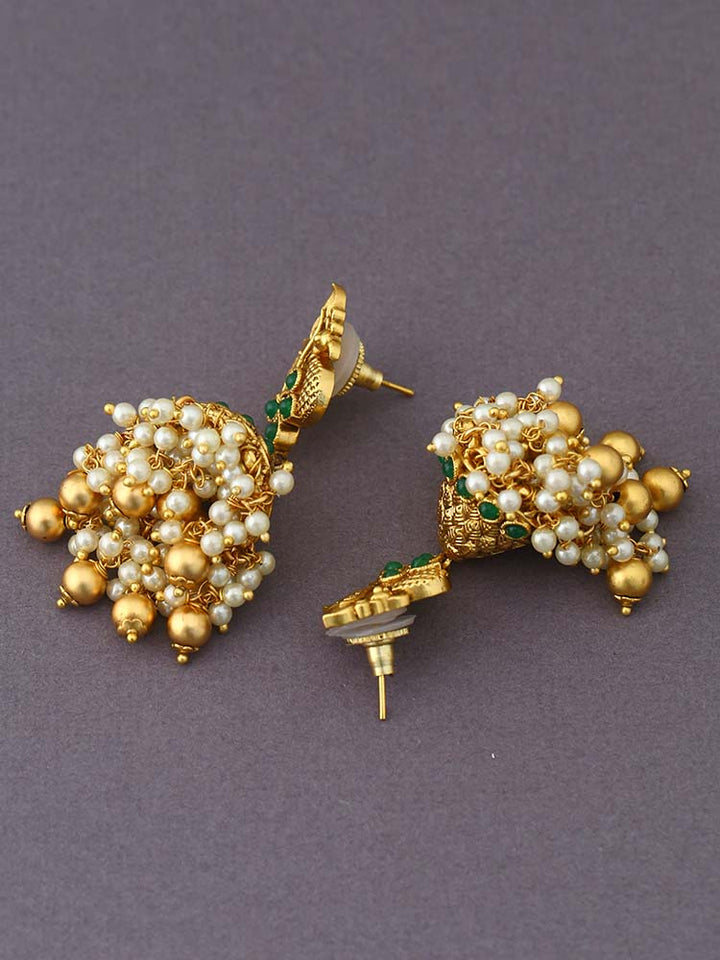 Emerald Shurama Jhumkis