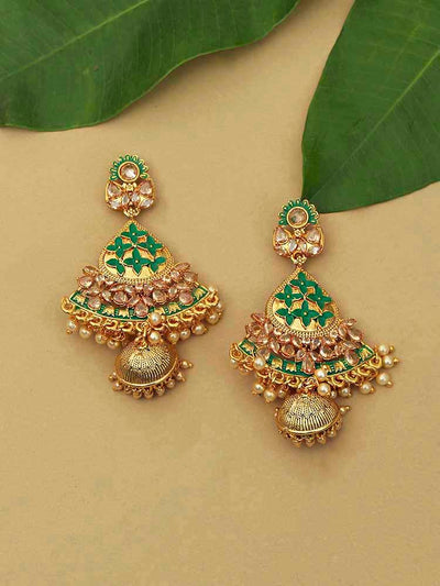 earrings - Bling Bag Emerald Siddhi Jhumki Earrings