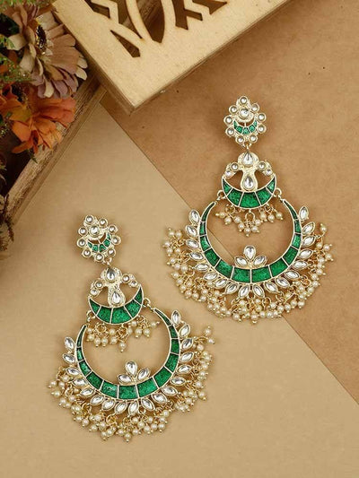 earrings - Bling Bag Emerald Tejaswini Chaandbali Earrings