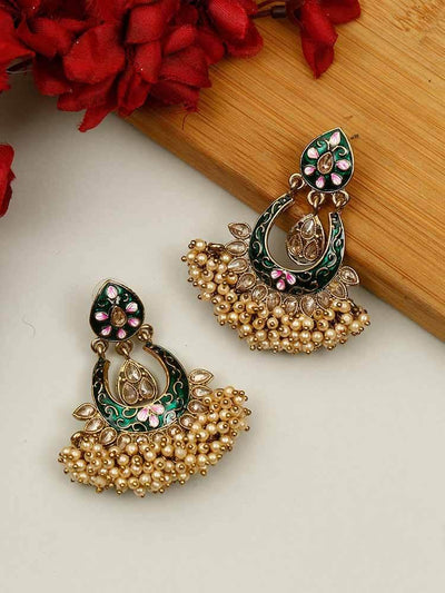 earrings - Bling Bag Emerald Vilas Chaandbali Earrings