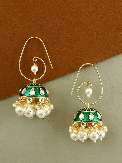 earrings - Bling Bag Emerald Viveka Designer Jhumkis