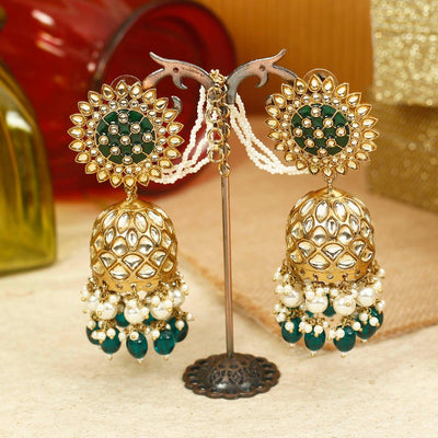 earrings - Bling Bag Emerald Maharani Sahara Jhumkis
