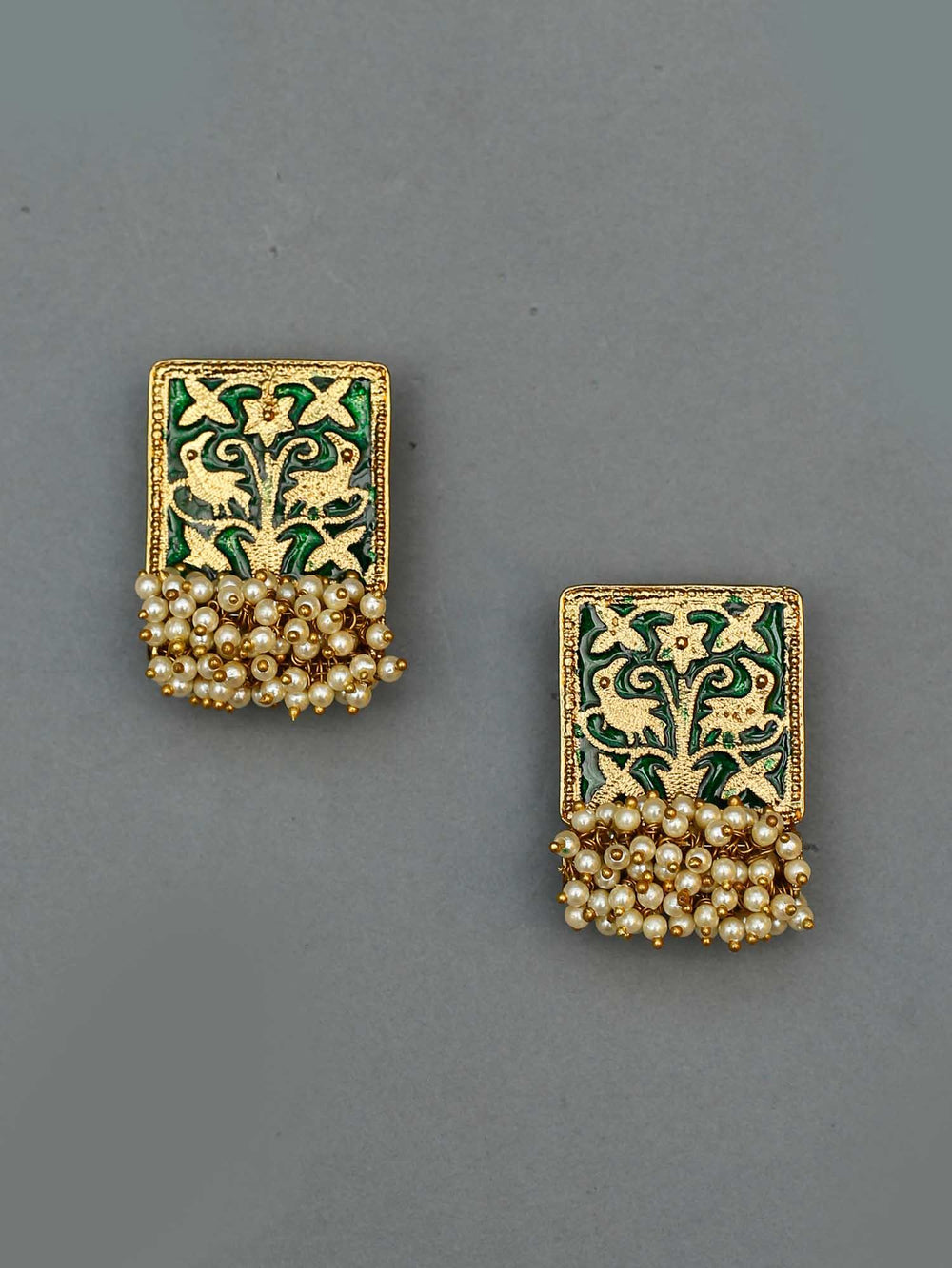 earrings - Bling Bag Emerald Gowri Designer Studs