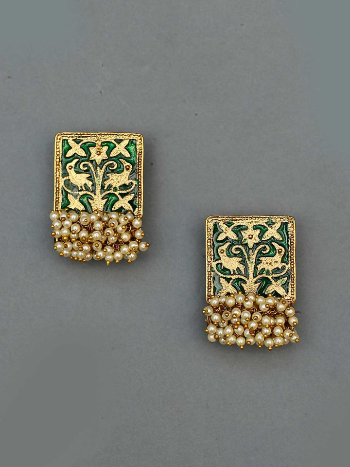 earrings - Bling Bag Emerald Gowri Designer Studs