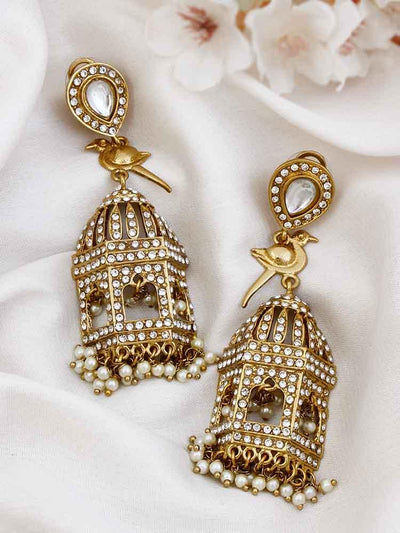 Golden Cage Designer Earrings - Bling Bag