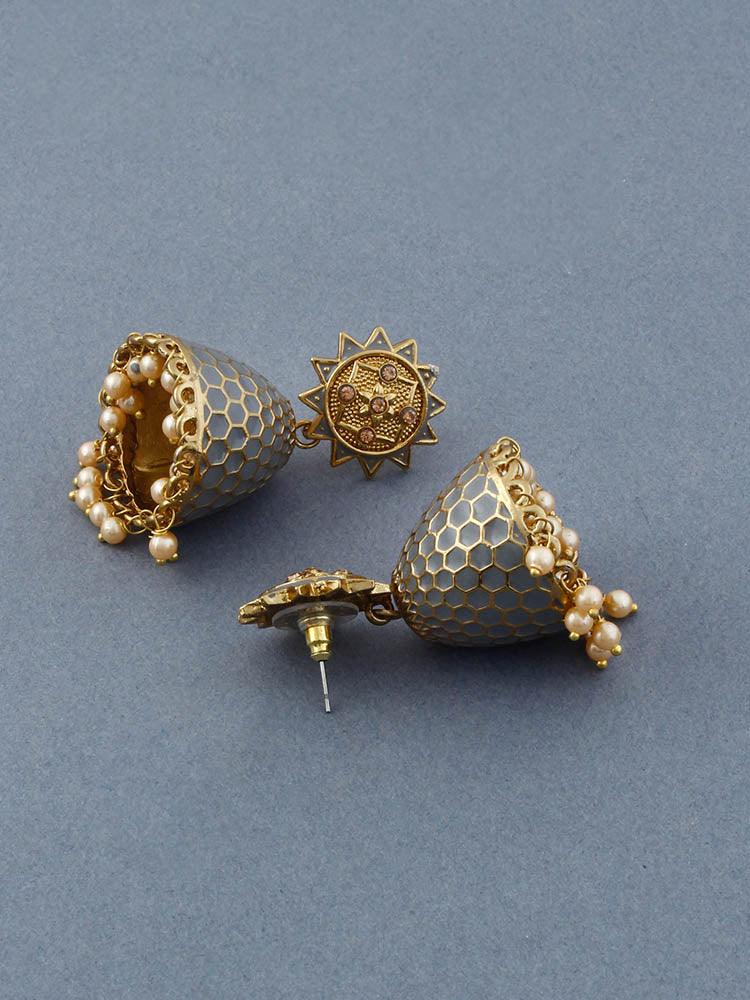 Grey Bell Jhumkis - Bling Bag