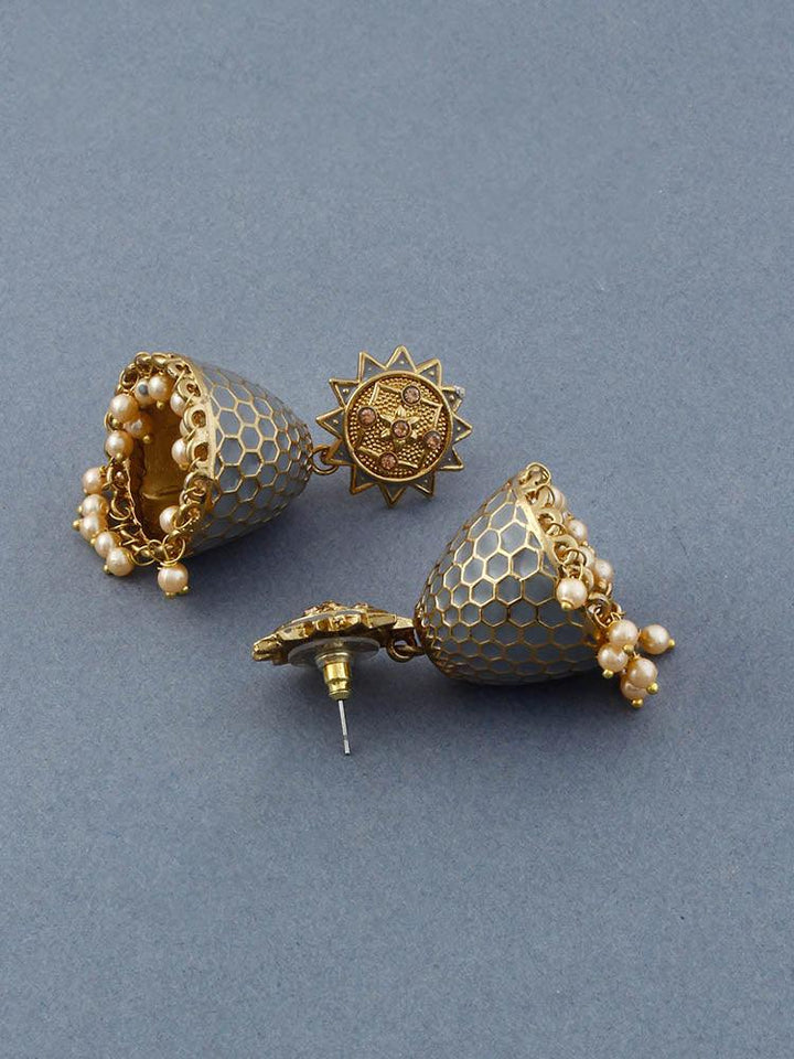 Grey Bell Jhumkis - Bling Bag