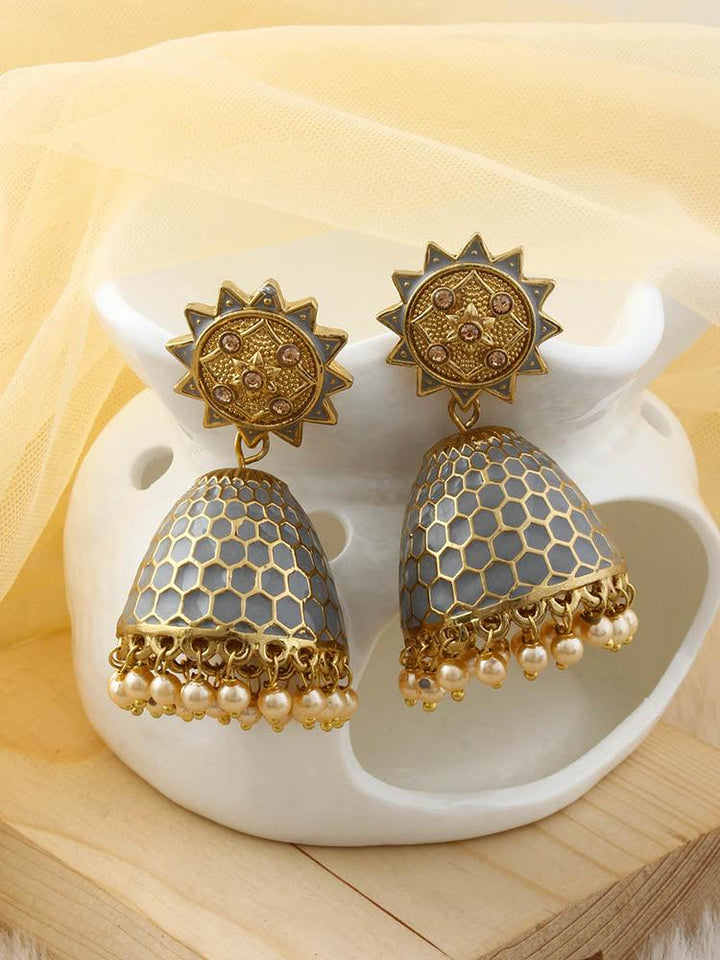 Grey Bell Jhumkis - Bling Bag