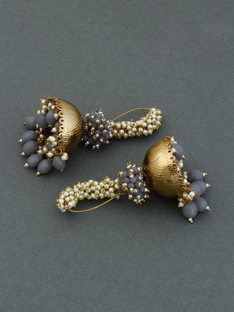 Grey Jivansh Jhumkis - Bling Bag