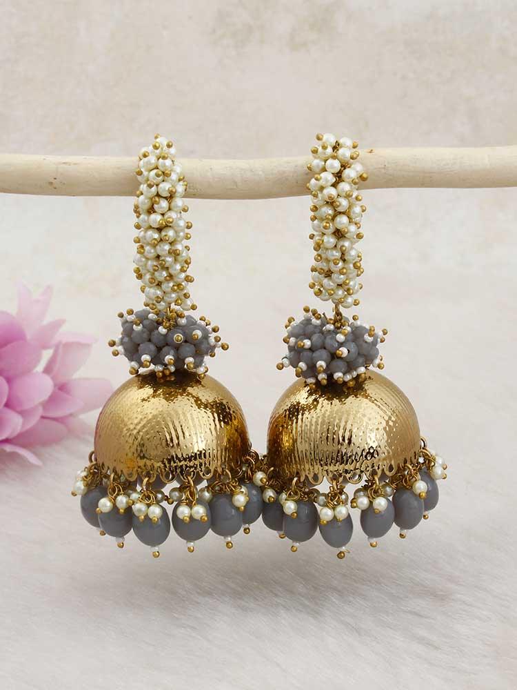Grey Jivansh Jhumkis - Bling Bag