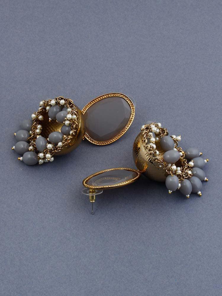 Grey Magna Shesha Jhumkis - Bling Bag