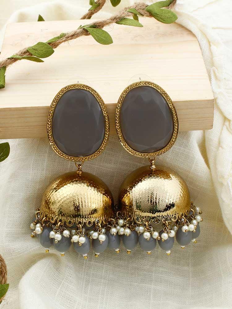 Grey Magna Shesha Jhumkis - Bling Bag