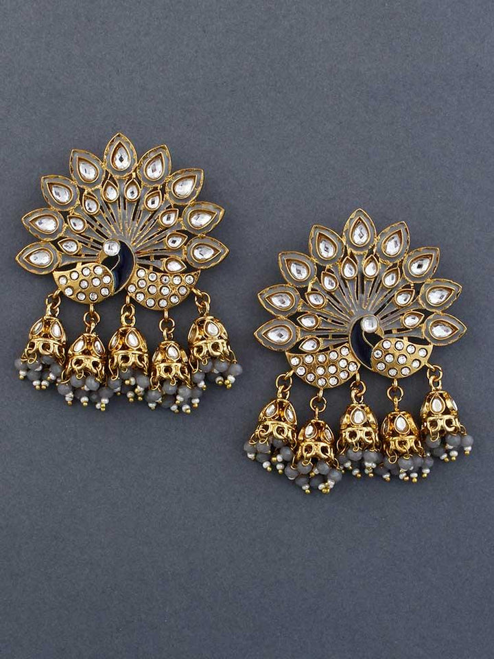 Grey Mayur Jhumkis - Bling Bag